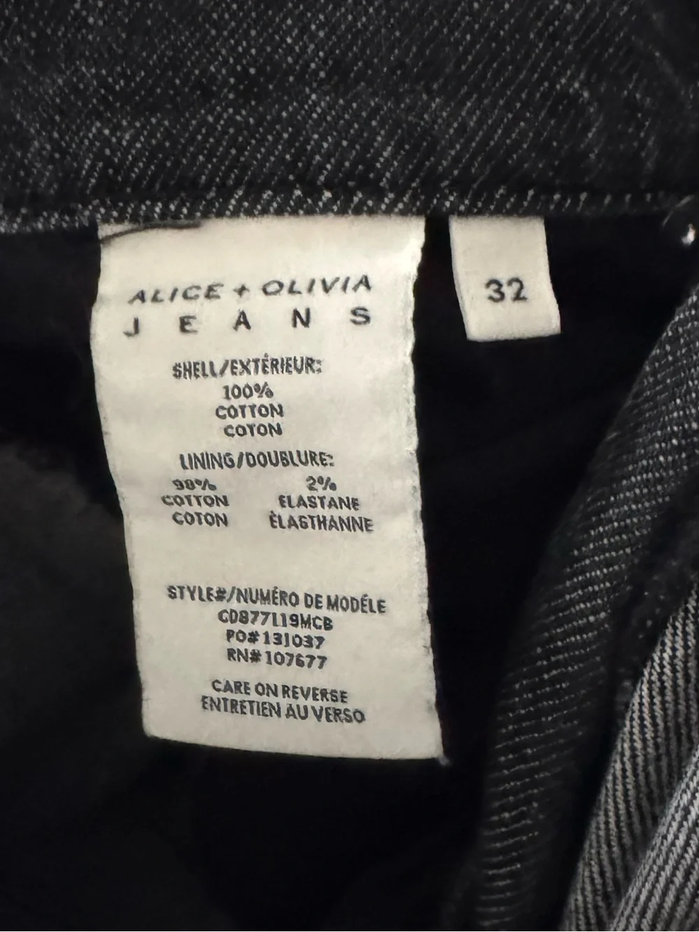 Alice + Olivia Trish Low Rise Baggy Wide Leg Jeans 32 Black Dark Denim Slouchy - Picture 12 of 12